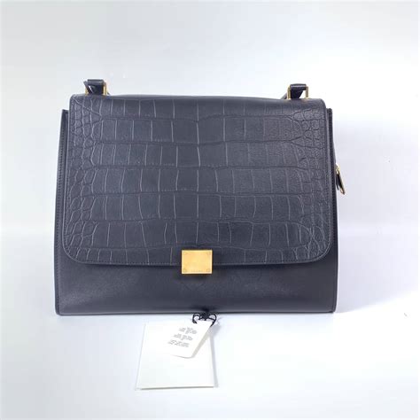 celine bag trapeze in croco black|Celine Trapeze Croco Embossed Leather Black Handbag With S .